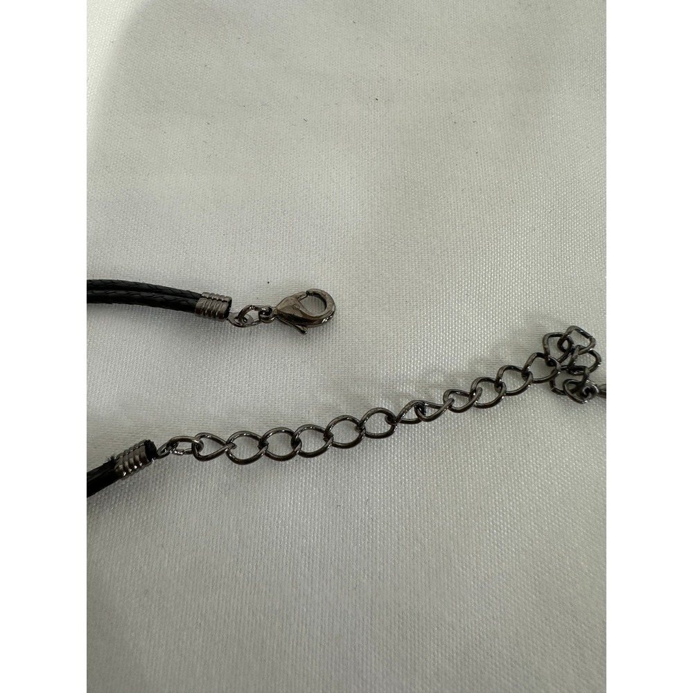 Red Rhinestone Maltese Cross Pendant Necklace Black Cord Goth Emo NN45946-004 - Picture 3 of 7